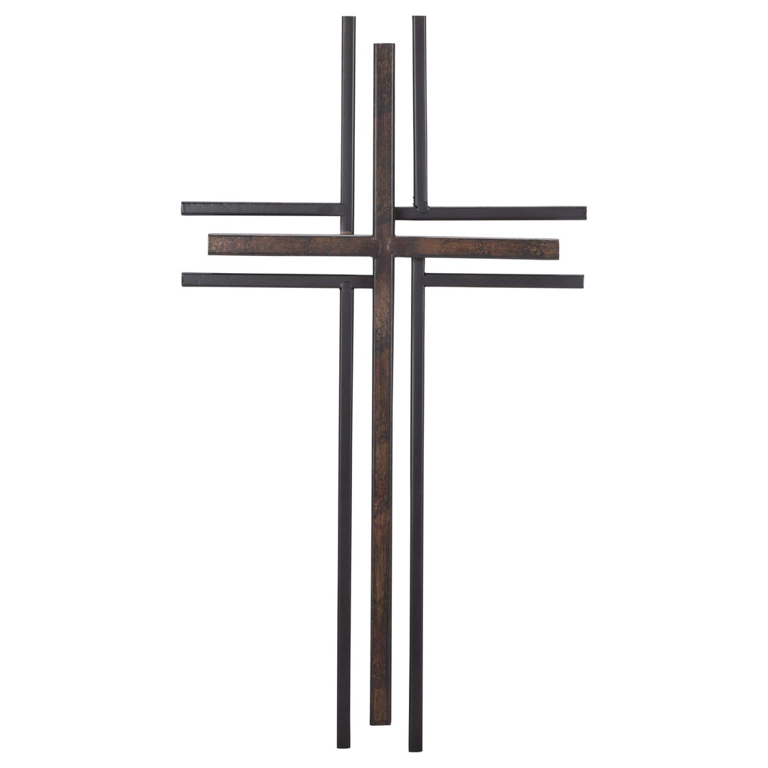 Metall Wand Kreuz - Schwarz und Bronze Kreuzen