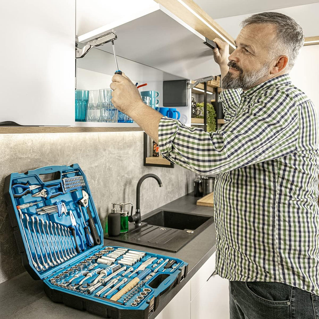 Högert Technik - Werkzeugset I Steckschlüssel, Bits und Zubehör I Chrom-Vanadium-Legierungsstahl I G