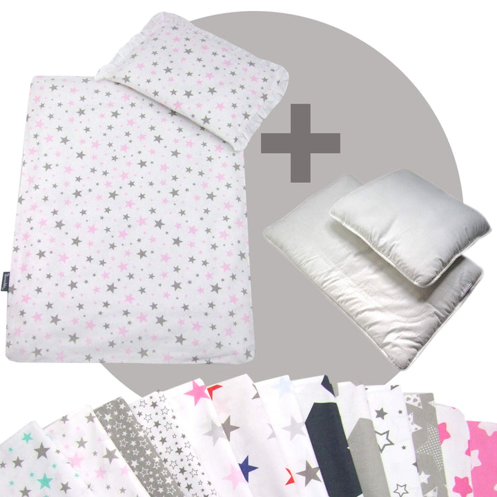 Rawstyle 4 TLG. Set Bezug (Stars) für Kinderwagen Bettwäsche Decke + Kissen + Füllung (Design 3), De