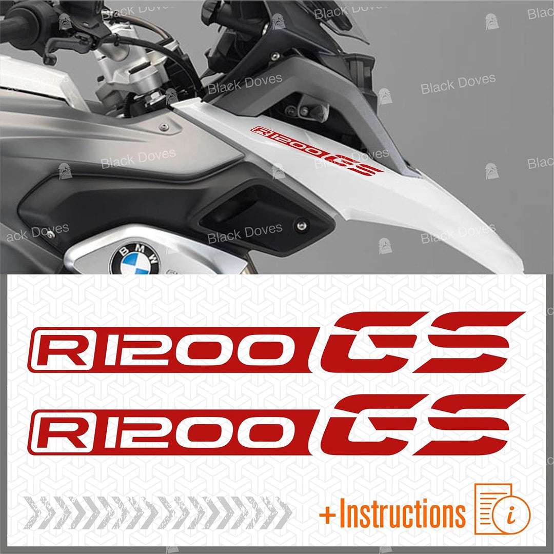 Black Doves Graphics – 2 Tankschnabel-Aufkleber kompatibel mit BMW R 1200 GS und Adventure (rot), Ro