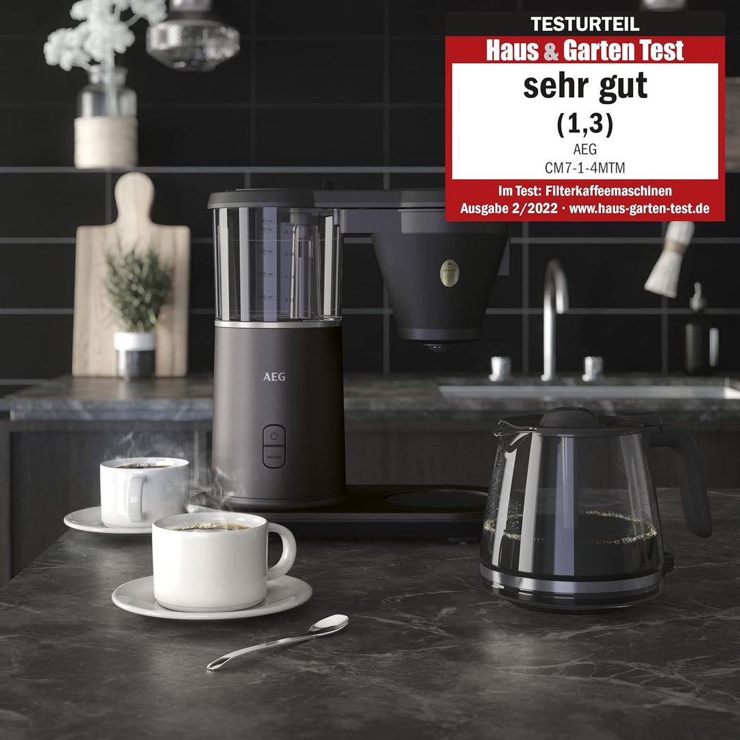 AEG CM7-1-4MTM / 6 min pro Kanne / präzises Brühen / breiter Brühkopf / Aromawahl / Mischdeckel / En