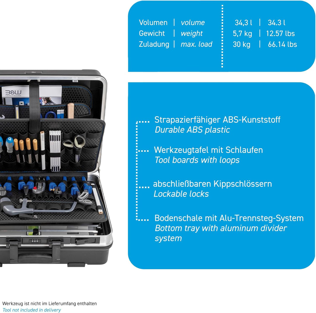 B&W Werkzeugkoffer Flex Loops, 120.03/L (Lieferung erfolgt ohne Werkzeug), tool.case ABS.343.L Flex