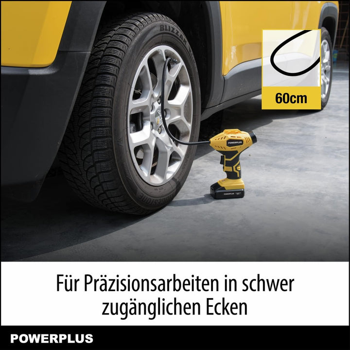 Powerplus POWX1700 Akku Kompressor - Druckluft Kompressor mit 18V und 8 bar Leistung - Inkl. 1 x 1,5