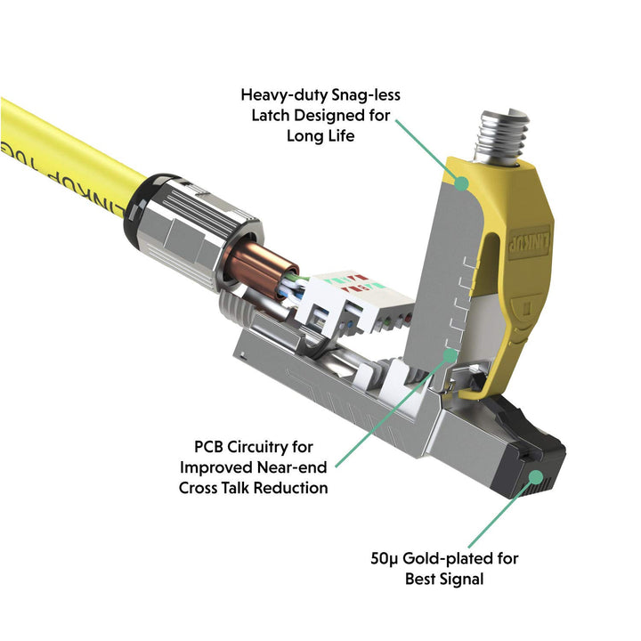 LINKUP - RJ45 Connectors Cat6A (6 Pack) Shielded Metal Die-Cast Field Modular Termination Plug | 10G