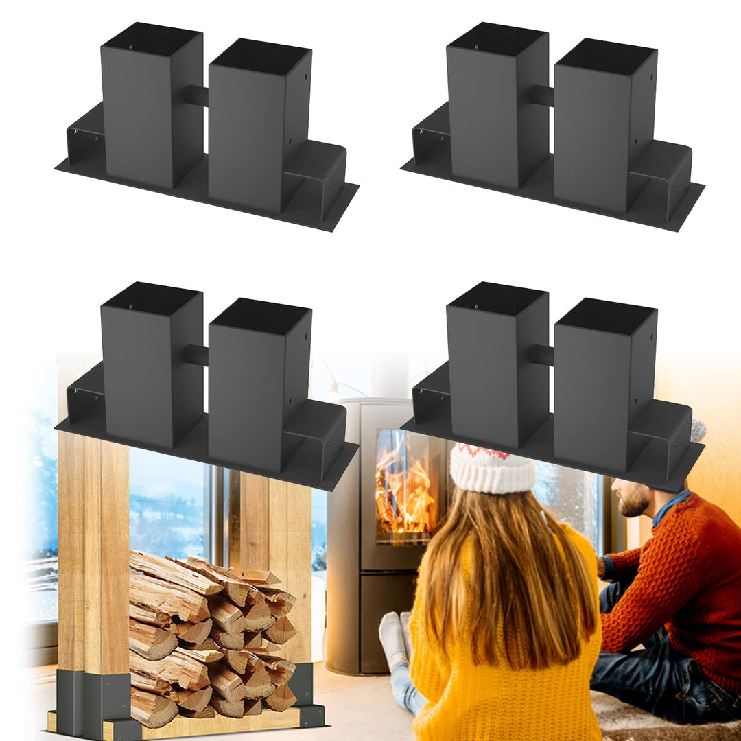 LARS360 4 Stück Holzstapelhilfe Stabile Brennholz Stapelhilfe Stapelhilfe Kaminholz Holzstapelhalter