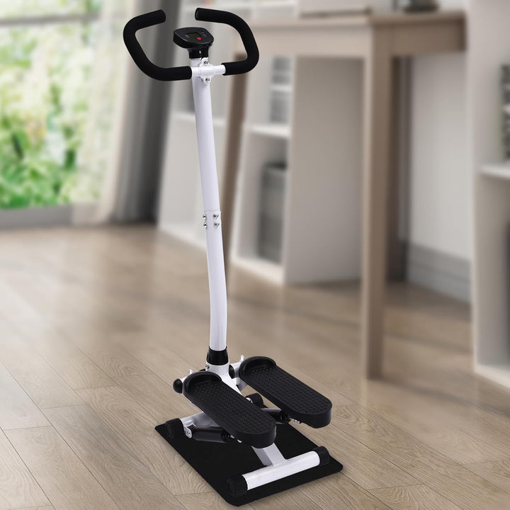 2 in 1 Stepper for Sportgeräte Zuhause mit Griff Power Ropes, Up-Down Swing Stepper mit LCD Display,