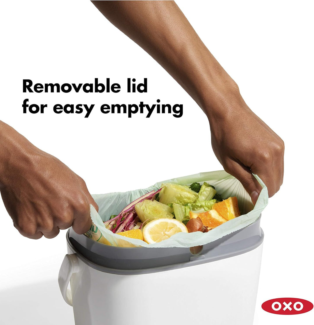 OXO Good Grips Komposteimer weiss – geruchsdichter Biomülleimer für die Küche – 6,6 l Weiss 6.6L, We