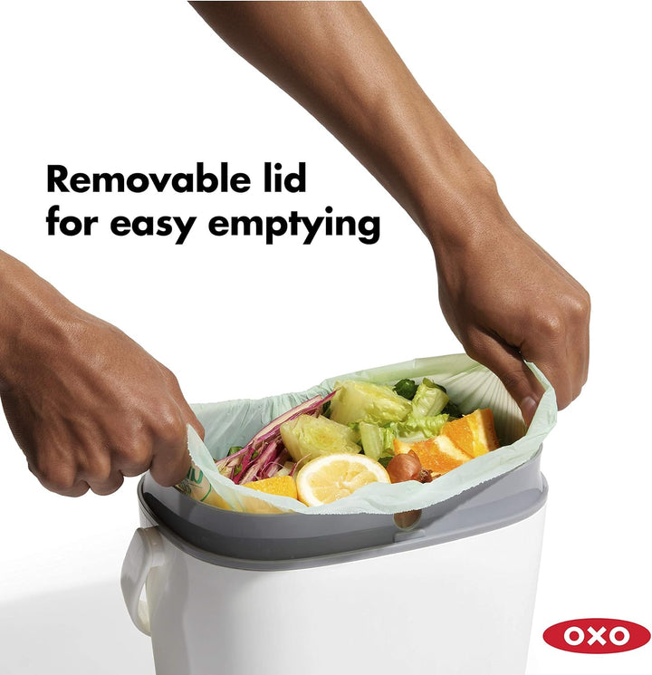 OXO Good Grips Komposteimer weiss – geruchsdichter Biomülleimer für die Küche – 6,6 l Weiss 6.6L, We