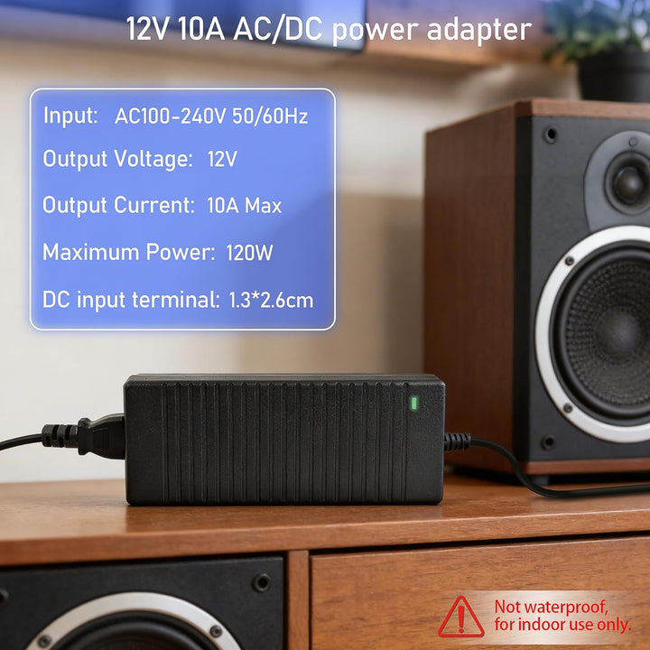 KFZ Netzadapter 12V 10A, Spannungswandler AC 110V auf DC 12V 10A 120W mit Europäischem Standardsteck