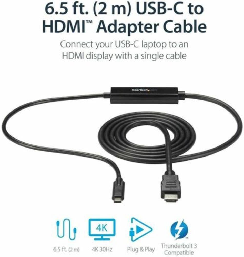 StarTech.com USB-C auf HDMI Adapterkabel - 2m - Thunderbolt 3 kompatibel - USB Type-C zu HDMI Konver