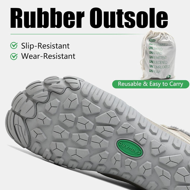 SAGUARO Winter Barfussschuhe Unisex - Warm Gefüttert, Breite Zehenbox, Zero-Drop-Sohle für Winterspa