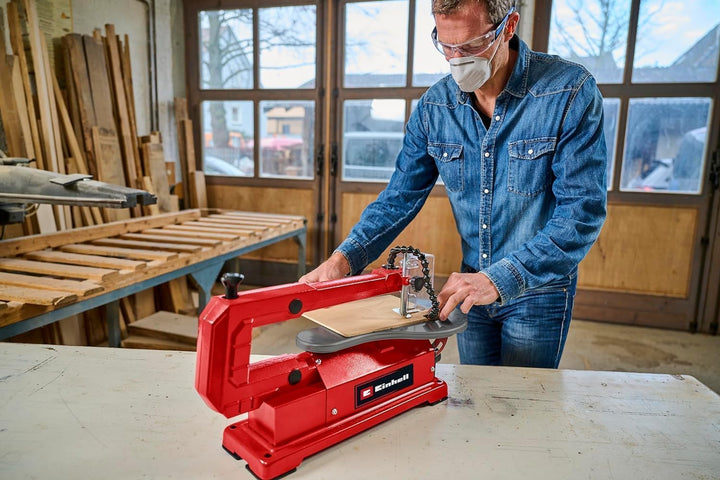 Einhell Dekupiersäge TC-SS 406 E (120 W, 50 mm Schnitthöhe, 47° neigbarer Tisch, variable Drehzahl,
