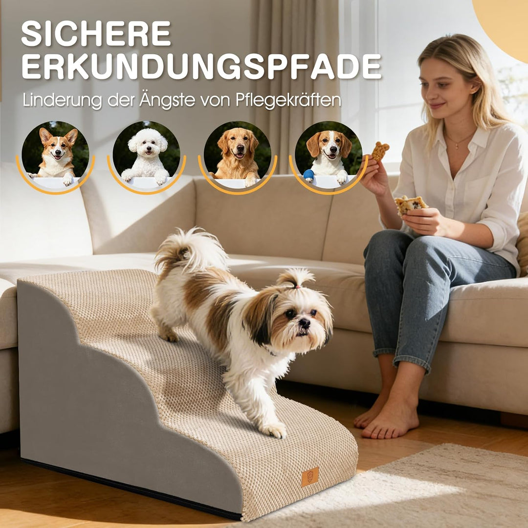 Zvonema Hundetreppe für Kleine Hunde, Hundetreppe 3 Stufen, Waschbarer Haustiertreppe aus Hochdichte