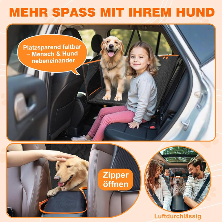 Neccis Hundedecke Auto Rückbank mit Abnehmbarer Harter Unterseite, 136 x 61 cm Autoschutzdecke Hund