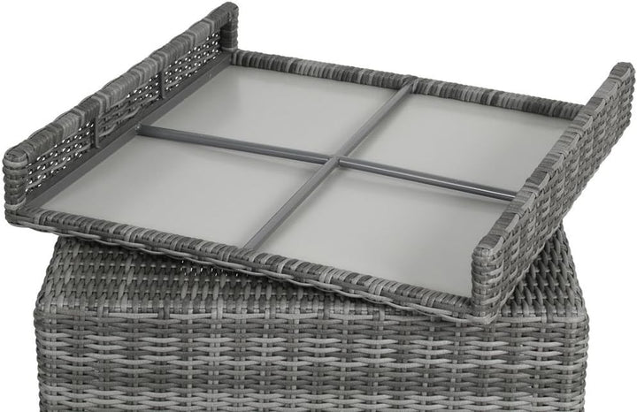 greemotion Hocker Bari mit Tablettfunktion anthrazit, inlusive Auflage in Grau, Halbrundgeflecht aus