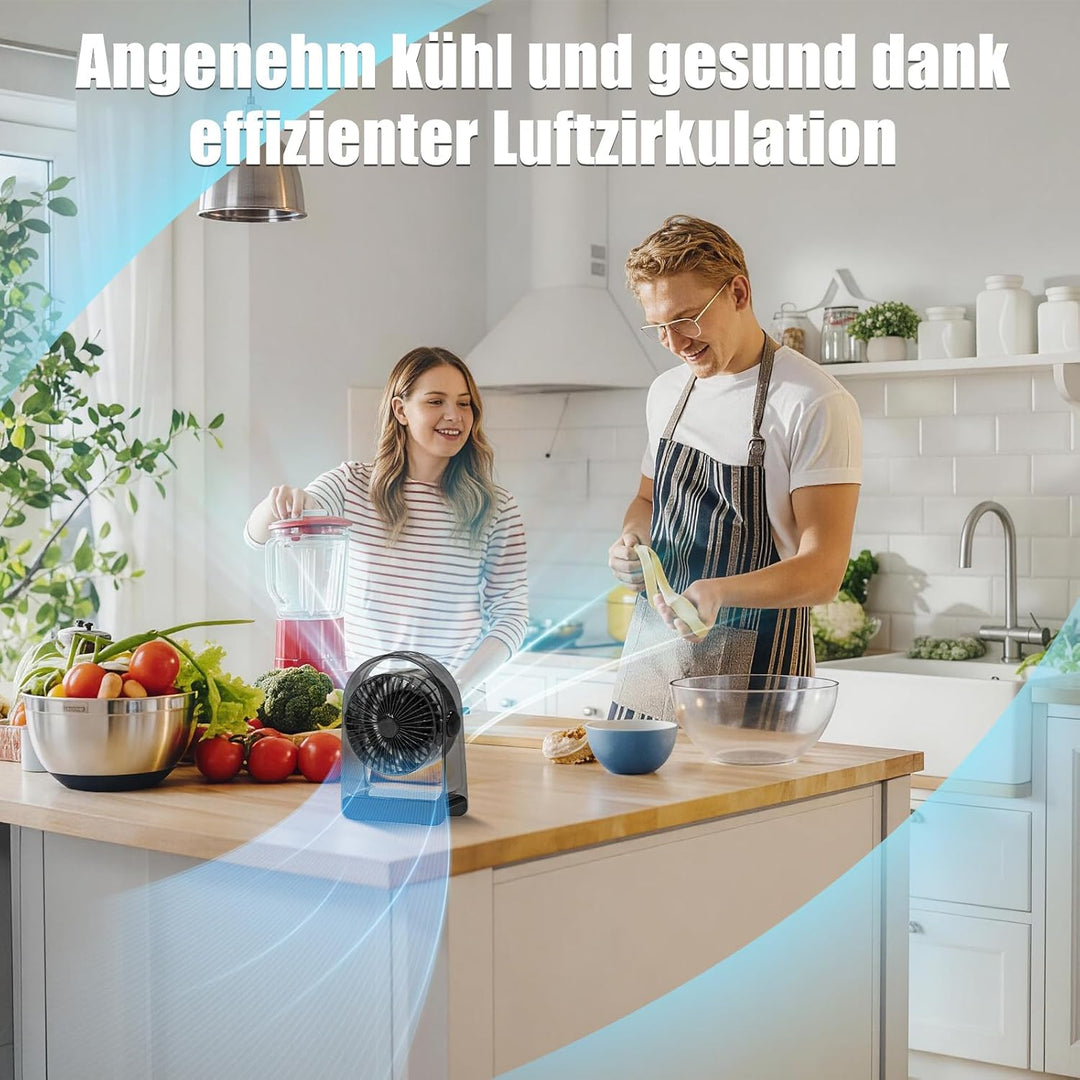Transparenter Tischventilator, 1800mAh USB Ventilator mit Digitalanzeige, Kleiner Tischventilator Au
