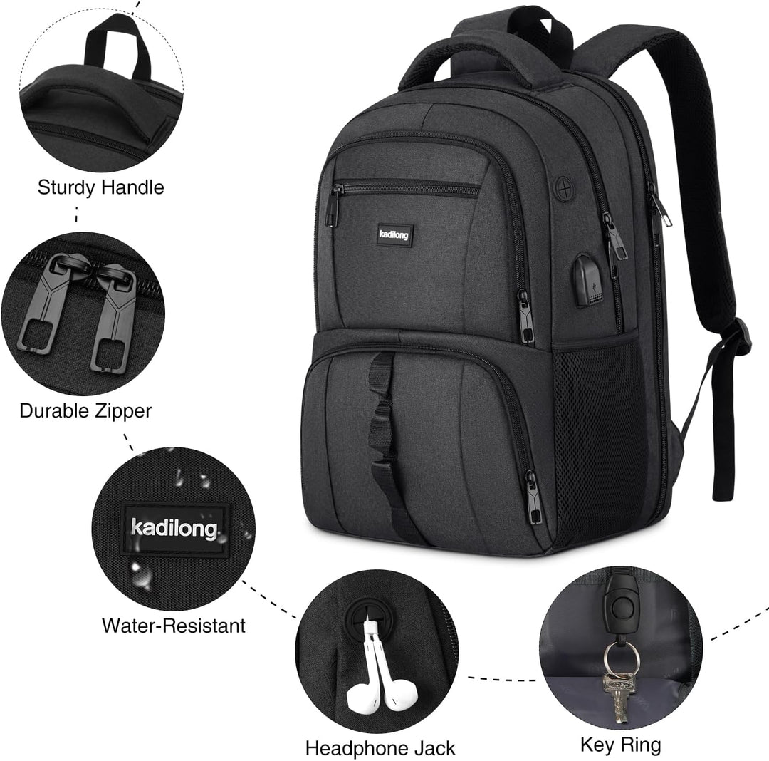 kadilong Laptop Rucksack Herren für Uni Arbeit Studium Arbeit,Schulrucksack Jungen Teenager 15.6 Zol