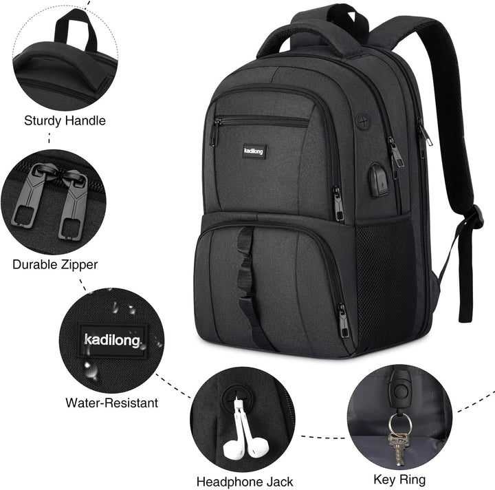 kadilong Laptop Rucksack Herren für Uni Arbeit Studium Arbeit,Schulrucksack Jungen Teenager 15.6 Zol