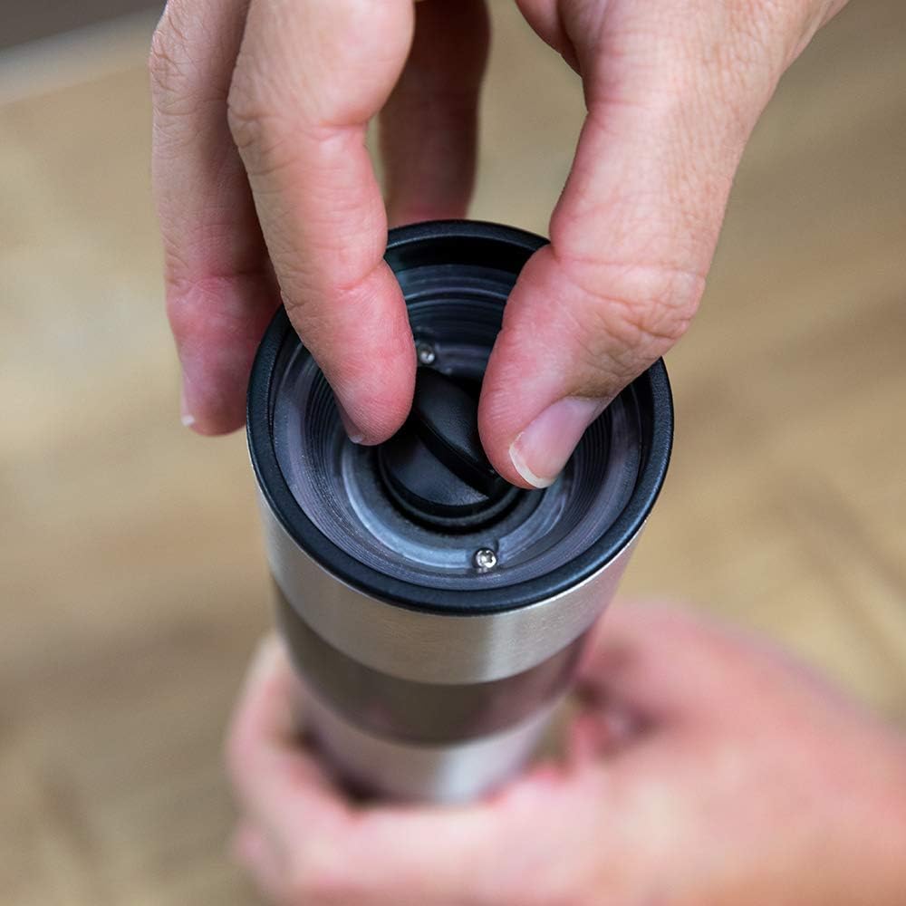 Cecotec InstantMill Press Elektrische Kaffee- und Gewürzmühle, Edelstahlgehäuse, Keramikmühle mit Pr