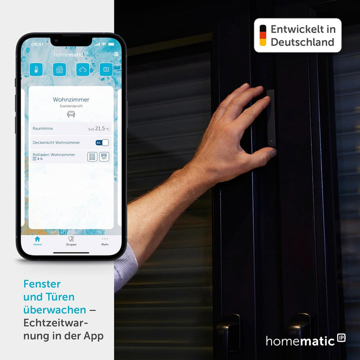 Homematic IP Smart Home Fenster- und Türkontakt, optisch, anthrazit, digitaler Sensor, effizient Hei