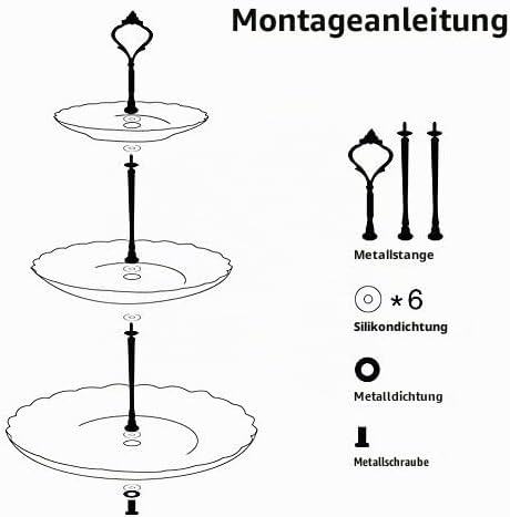 Sweejar Home 3-stöckiger Keramik-Kuchenständer, Etagere für Hochzeit, Dessert, Cupcake-Ständer für T