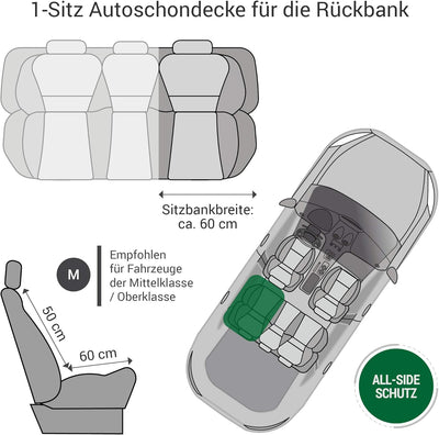 Doctor Bark Hunde 1-Sitz-Autoschondecke für die Rücksitzbank, All-Side Schutz mit Reissverschluss fü