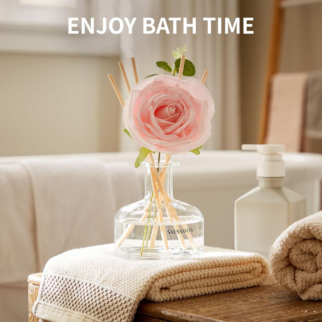 Blume Raumduft Diffuser 120 Tage Rose Duft für Badezimmer Deko, Natürlich und Langanhaltend Aroma Di