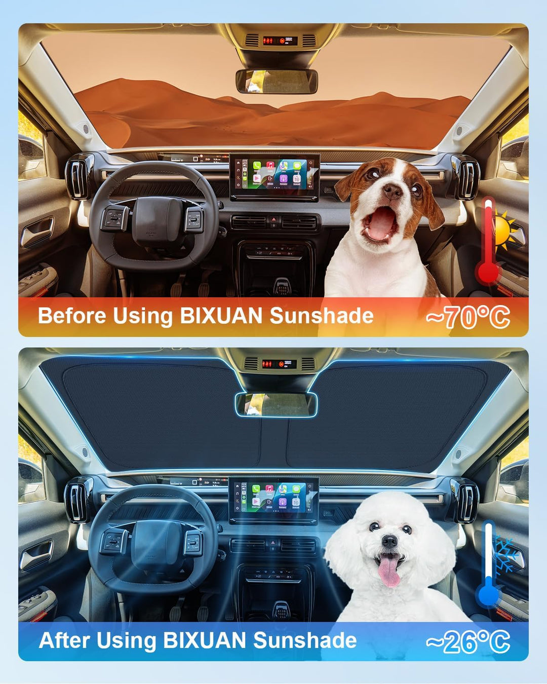 BIXUAN Frontscheiben-Sonnenschutz kompatibel mit Citroen C3 CC21 2024 2025 2026 Auto Sonnenschutz Ab