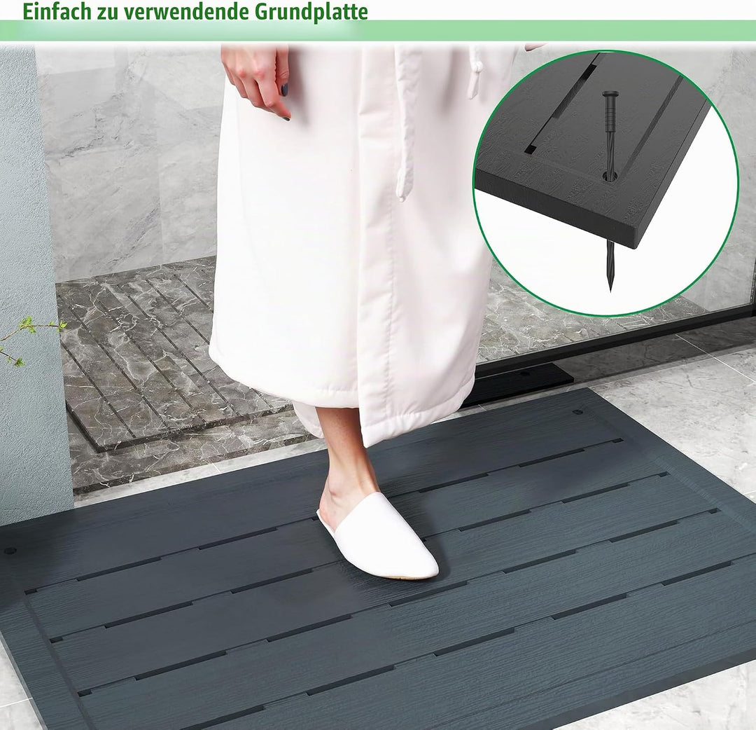 PEILU Kunststoffboden 100 x 56 x 4 cm WPC Bodenelement für Poolleiter oder Pool rutschfest Solardusc