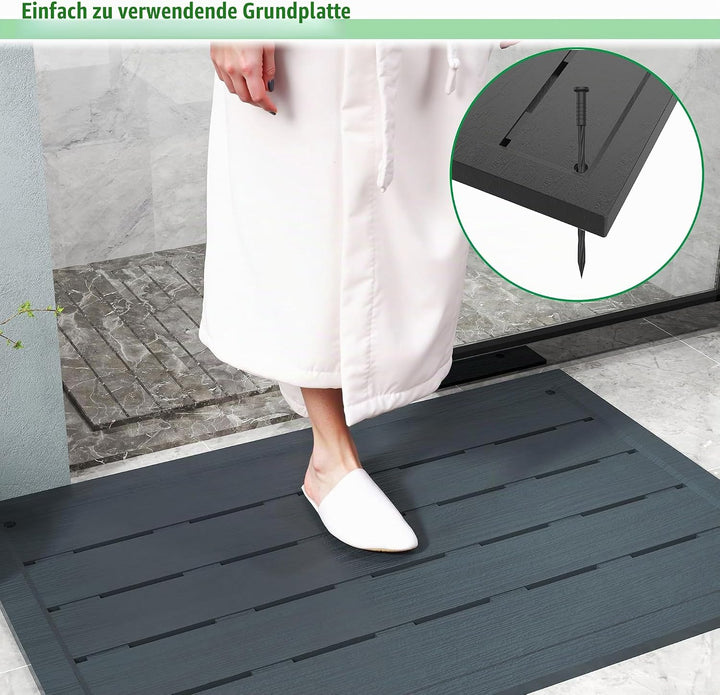 PEILU Kunststoffboden 100 x 56 x 4 cm WPC Bodenelement für Poolleiter oder Pool rutschfest Solardusc