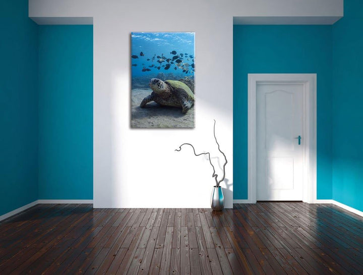 Pixxprint Ninja Turtles, Format: 100x70 auf Leinwand, XXL riesige Bilder fertig gerahmt mit Keilrahm