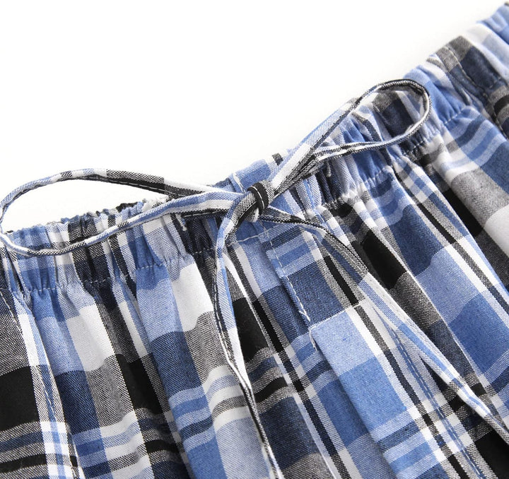 Herren Fleece Pyjamahose Relaxed Fit LoungeHose Herren Schlafanzughose Lang Baumwolle Karierte Schla
