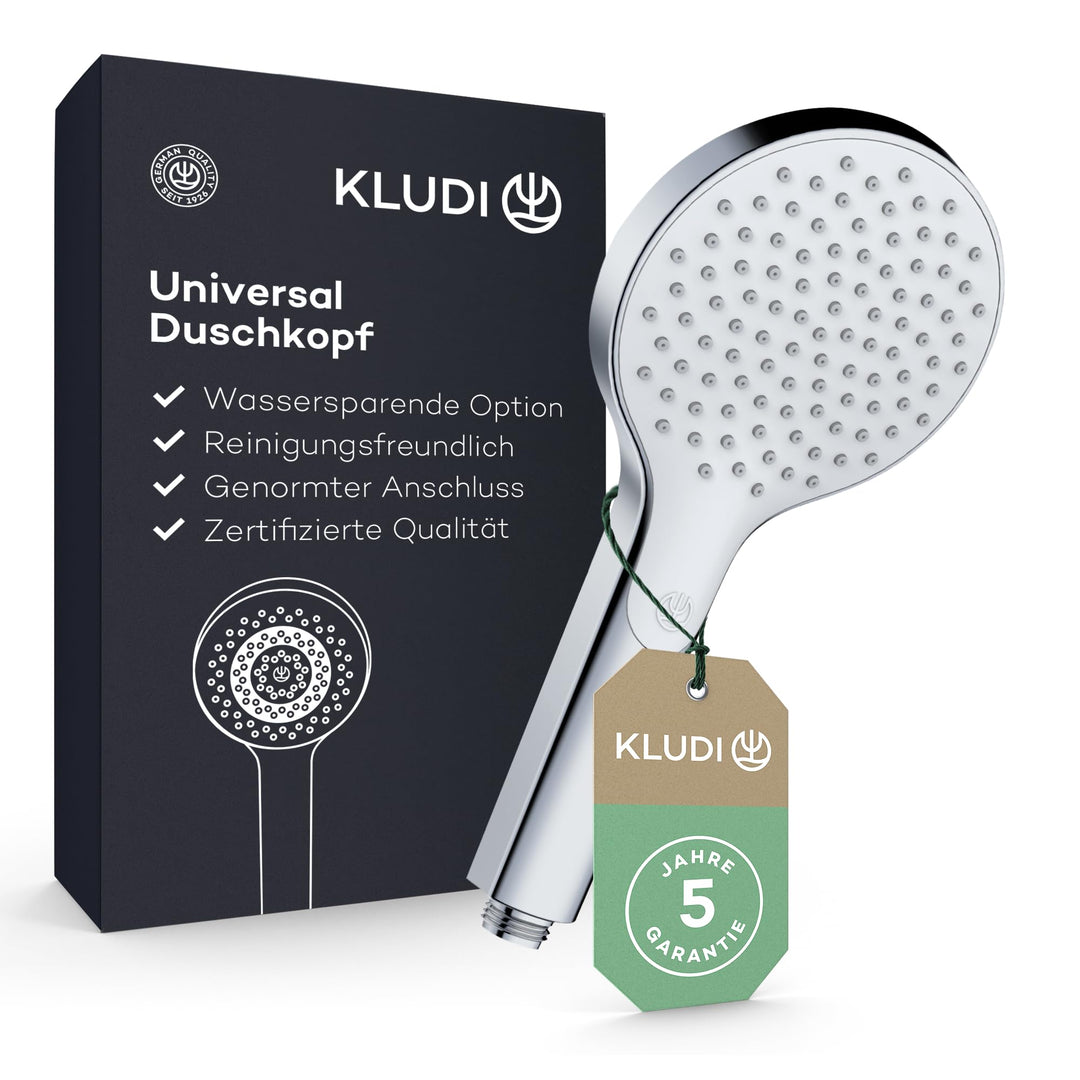 KLUDI-X3 Universal Duschkopf wassersparend als Option, Duschbrause mit 1 Strahlart, reinigungsfreund