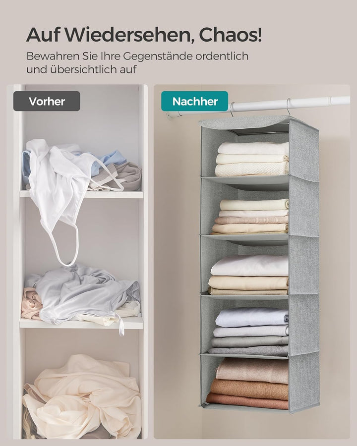 SONGMICS Hängeorganizer, 2er Set, Schrank-Organizer, Hängeregal, Hängeaufbewahrung, faltbar und plat