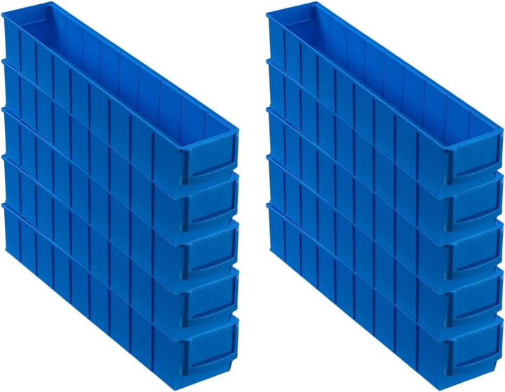 SparSet 10x Blaue Industriebox 500 S | HxBxT 8,1x9,1x50cm | 2,8 Liter | Sichtlagerkasten, Sortiments