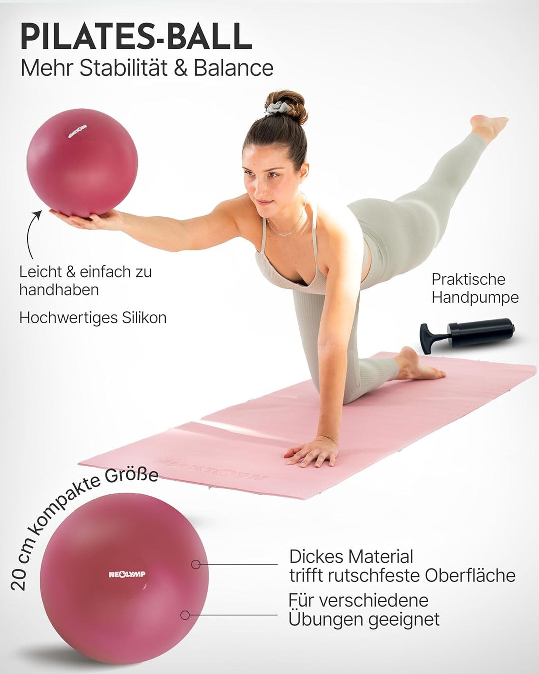 NEOLYMP Pilates Set für Zuhause – Pilates Ball, Pilates Ring & Gewichte – Komplettes Pilates Zubehör