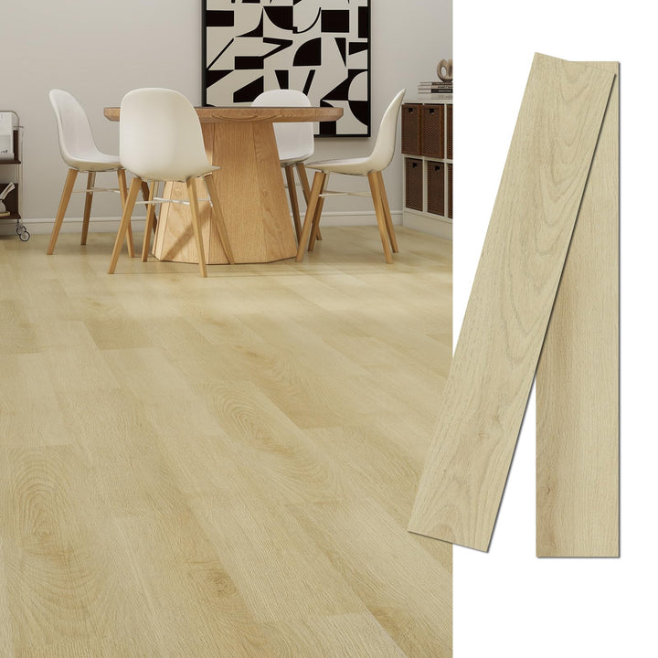 MULGREAT Holzoptik Vinyl Bodenbelag in Beige Eiche– 5,02 m² Selbstklebender, rutschfester &amp; wasserdi