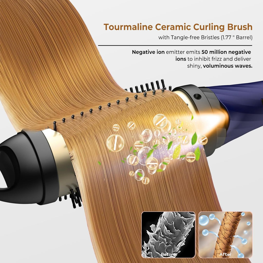 Thermal Brush 45mm, 3 IN 1 Lockenbürste Wärmebürste, Keramik-Turmalin Hot Brush Rundbürste，Heisse Bü