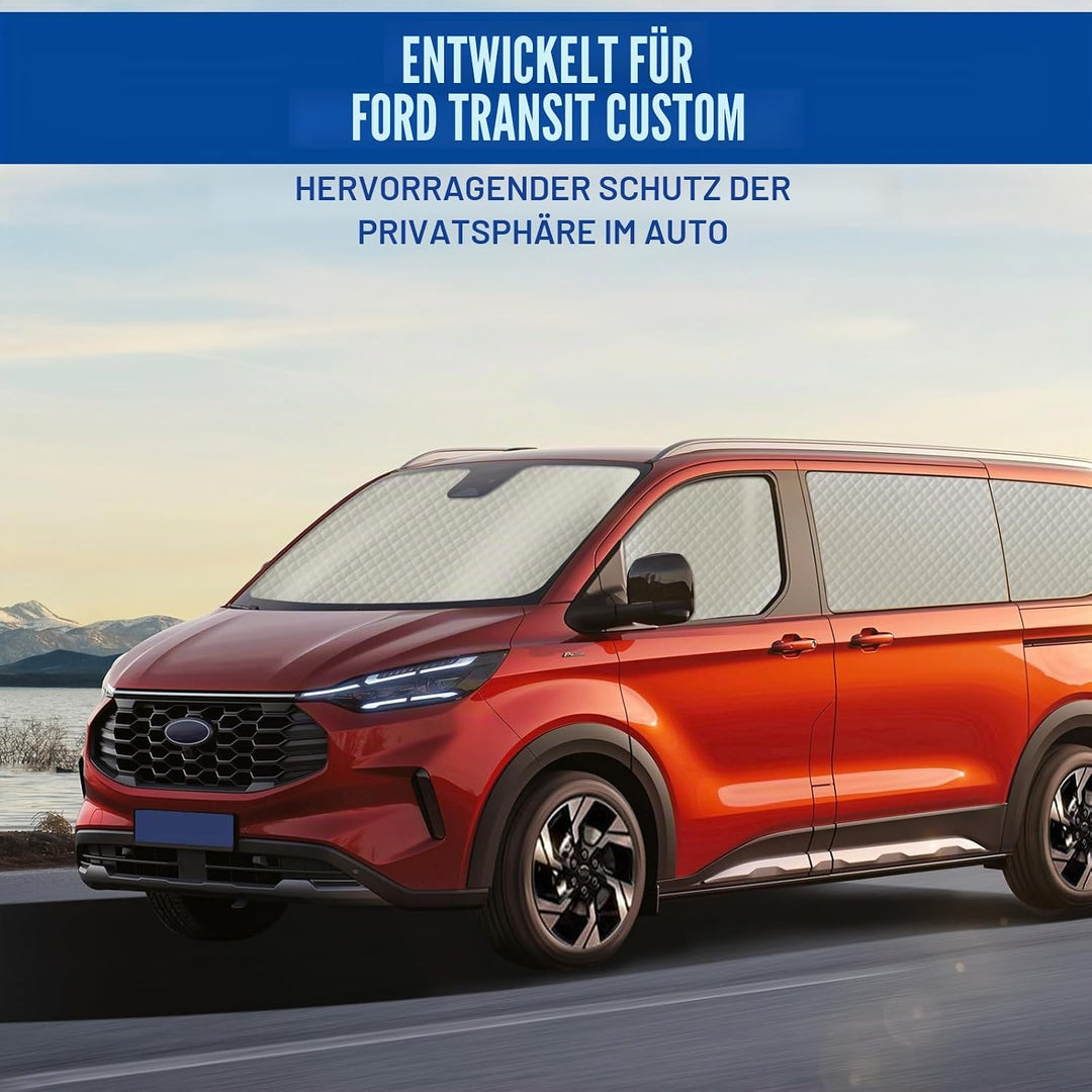 8Stk Thermomatte Fahrerhaus passend für Ford Transit Custom LWB, Interne Auto Sonnenblende Frontsche