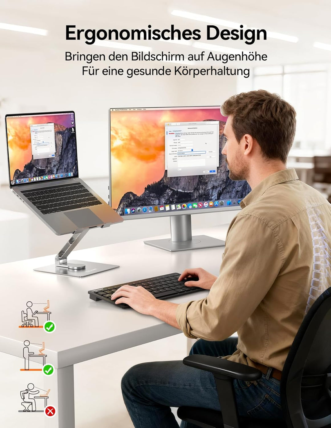 TECKNET Laptop Ständer mit 360 Drehbarer Basis, Laptopständer Höhenverstellbar, Faltbarer Laptop Sta