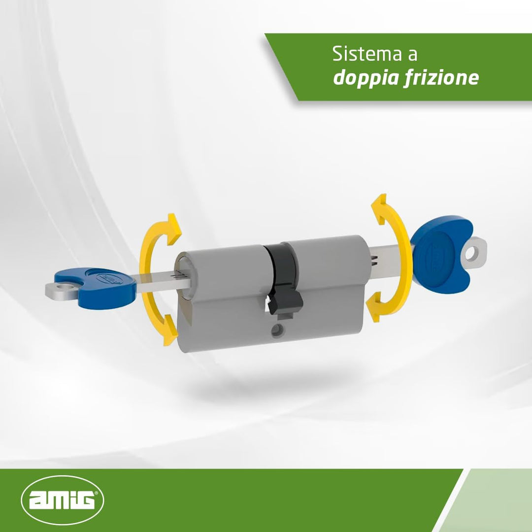 Amig - Sicherheitszylinder - Modell 20000 - Hergestellt aus Messing - Masse: 80 mm (30-50) - Bietet