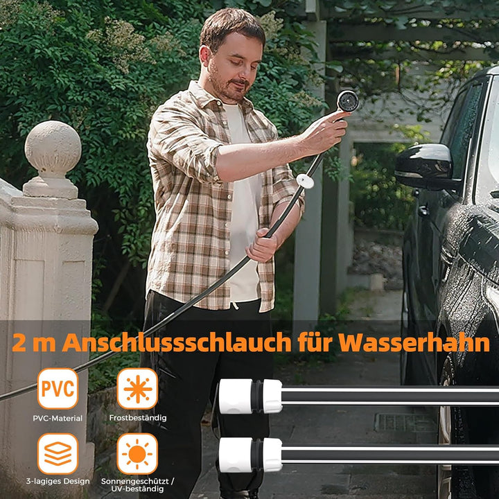 Schlauchtrommel 25m+2m, Schlauchaufroller mit Aufroll-Automatik & 180° Schwenkbar, Wand-Schlauchbox