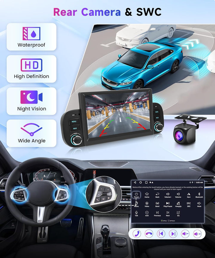 2G+64G Rimoody Android Autoradio für FIAT Panda 2013-2020 7 Zoll Touchscreen Stereo Auto mit Wireles