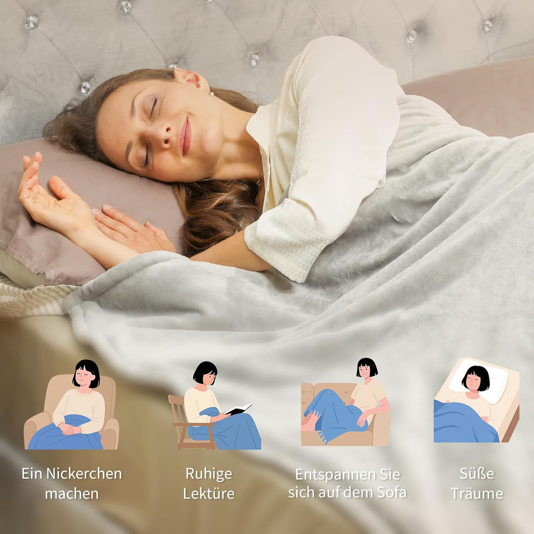 HOMCOM Heizdecke Elektrische Wärmedecke, Wärmedecke mit Abschaltautomatik, 6 Heizstufen, Überhitzung