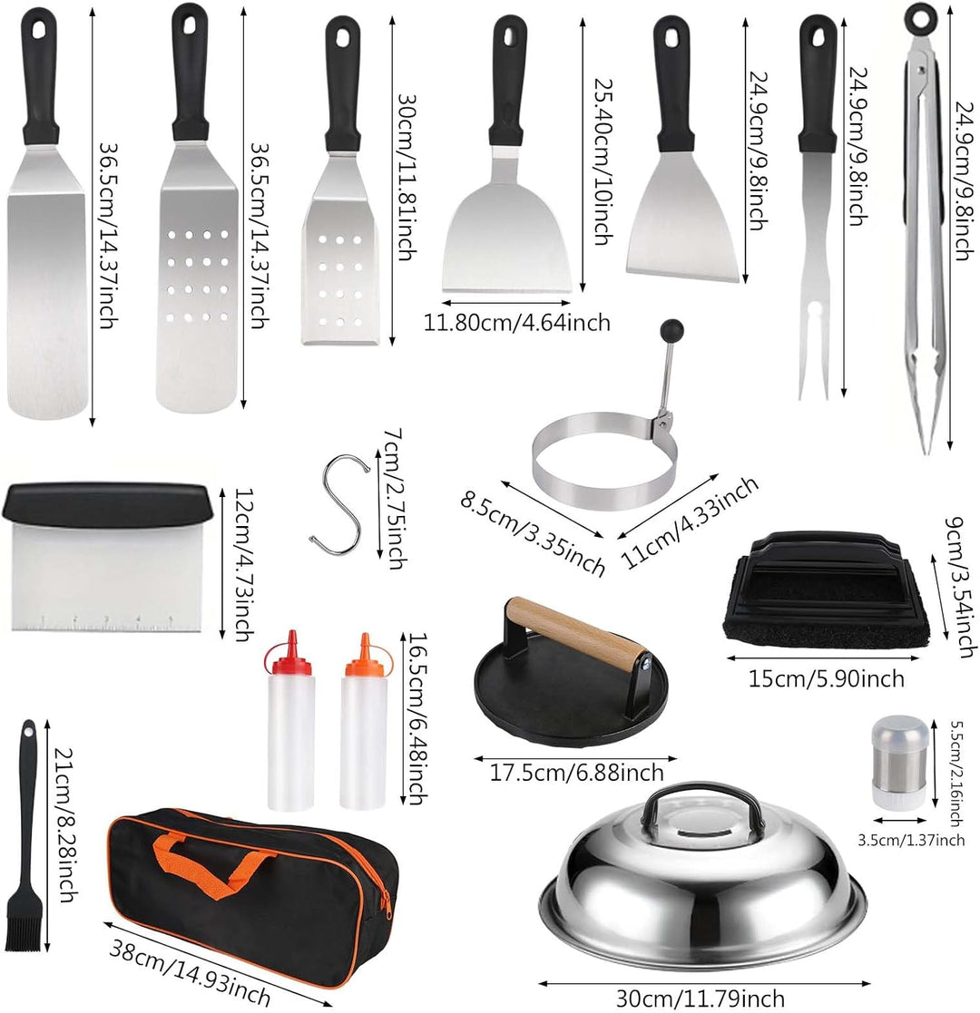 29TLG Plancha Zubehör Set Edelstahl, Grill Zubehör für Männer, Smash Burger Set mit Grillspachtel, B