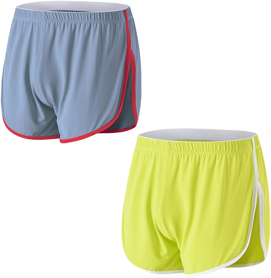 BIATWOWR Herren Boxershorts Atmungsaktive und Bequem Boxershorts mit Seitenschlitz M Blaugelb, M Bla