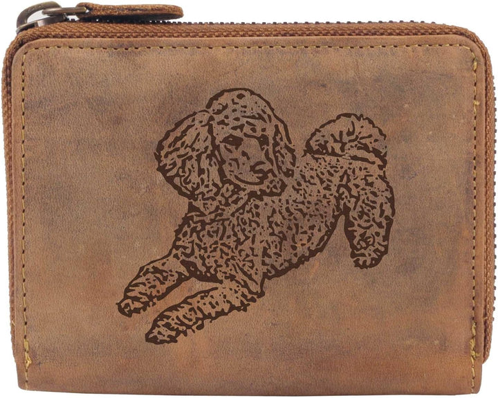 Greenburry Damen-Geldbörse mit Hunde-Motiv Pudel l Geschenkidee für Hundefreunde l Leder, Pudel