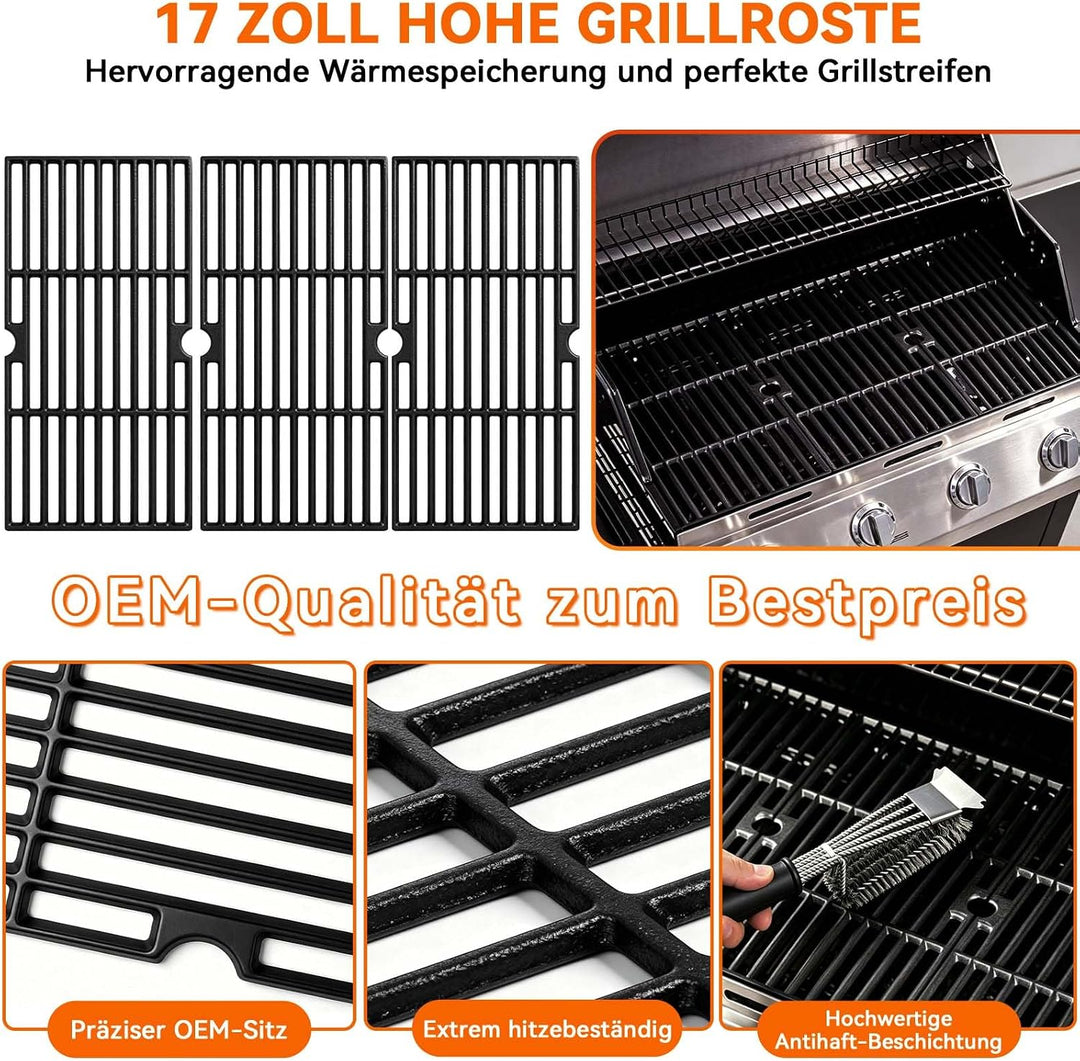 43 x 63 cm Gusseisen Grillrost für Enders Boston 3, Enders Monroe Pro 3, Landmann Triton 3 &amp; 4, Char