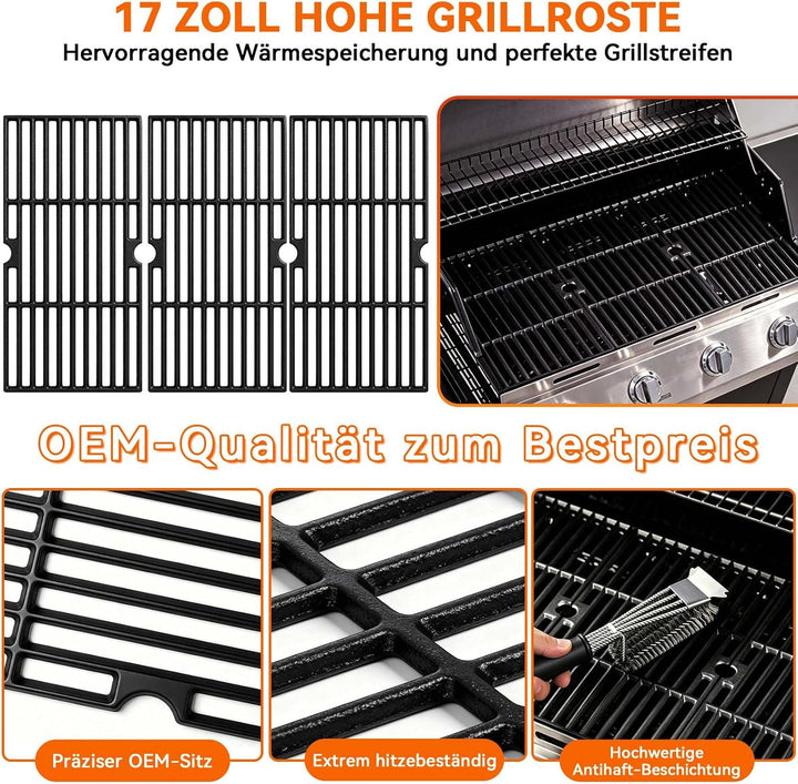 43 x 63 cm Gusseisen Grillrost für Enders Boston 3, Enders Monroe Pro 3, Landmann Triton 3 &amp; 4, Char