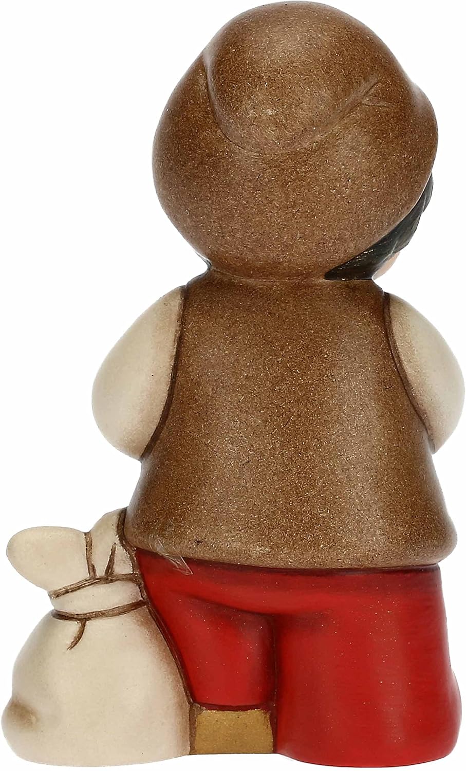 THUN - Krippe 2022 - Figur Krippe Kind mit Apfel aus Keramik, handverziert, rotes Kleid - Klassische